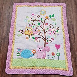 Kidsline Pink Baby Owl Crib Tree Quilt Blanket Animals Blanket Dena 34 x 42